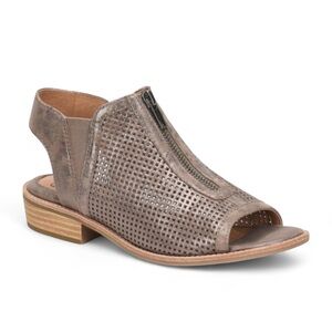 Sofft Taupe Perforated Zip Peep-Toe Sandal